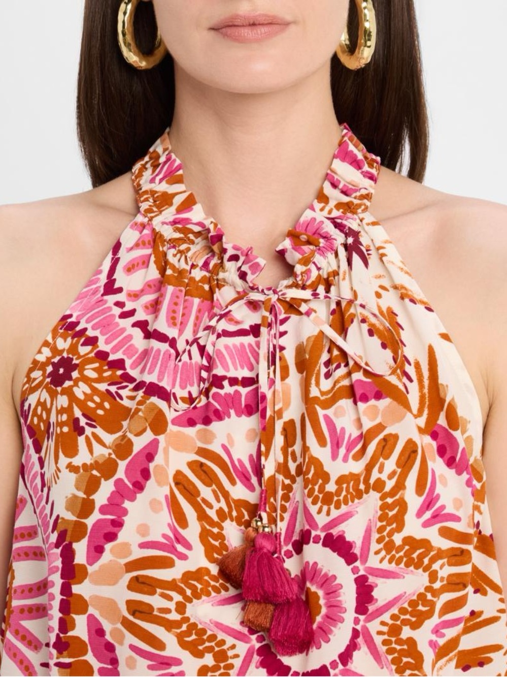 NEW FIGUE betty top in sunburst medallion azalea pink